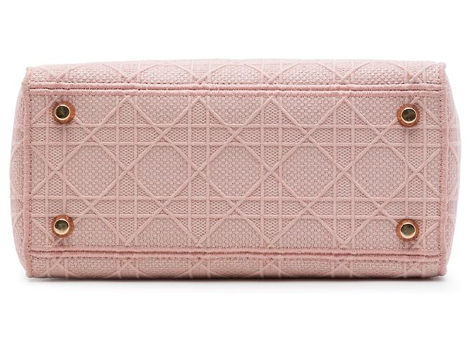 Dior Pink Medium Embroidered Canvas Cannage Lady D Lite Rosa - vista 3