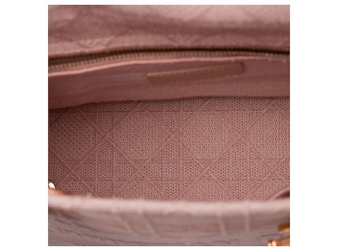 Dior Pink Medium Embroidered Canvas Cannage Lady D Lite Rosa - vista 4
