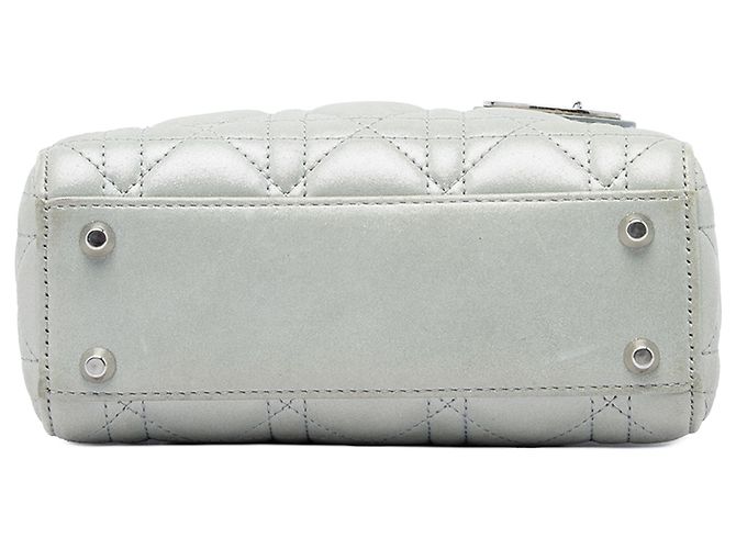 Dior Gray Mini Iridescent Lambskin Cannage Lady Dior Marrone - vista 3