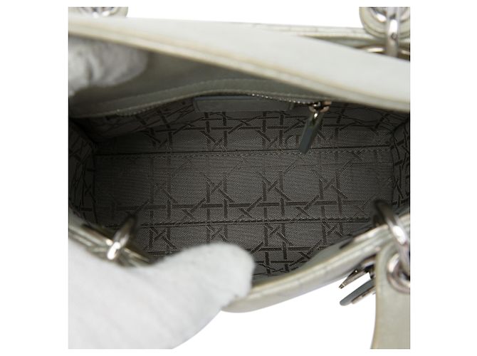 Dior Gray Mini Iridescent Lambskin Cannage Lady Dior Marrone - vista 4