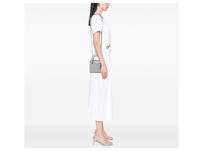 Dior Gray Mini Iridescent Lambskin Cannage Lady Dior Marrone - vista 5