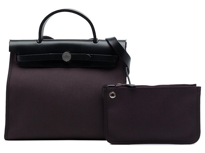 Hermès Purple Toile Herbag Zip 31 Porpora - vista 7
