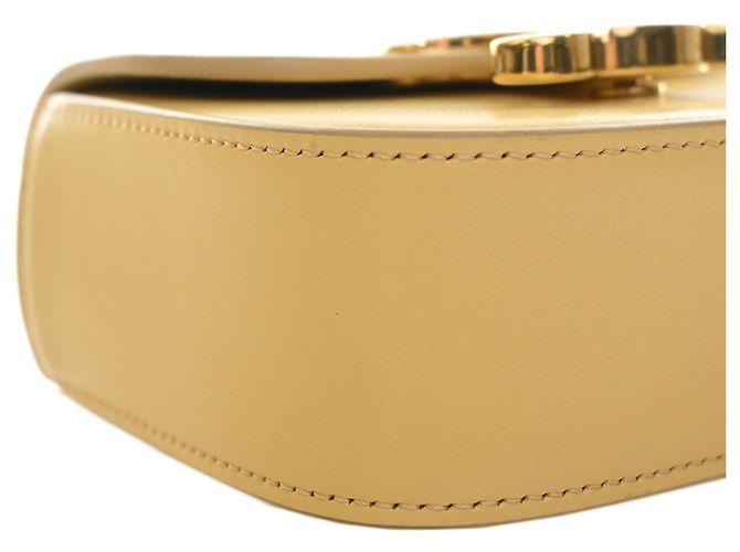 Céline Celine Mini Borsa a Tracolla Triomphe in Pelle di Vitello Lucida Gialla Giallo - vista 12