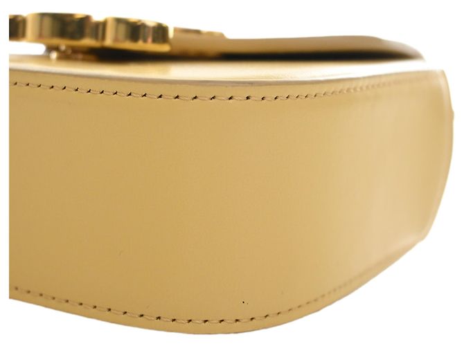 Céline Celine Mini Borsa a Tracolla Triomphe in Pelle di Vitello Lucida Gialla Giallo - vista 13