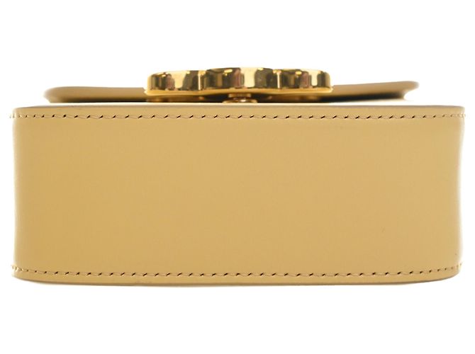 Céline Celine Mini Borsa a Tracolla Triomphe in Pelle di Vitello Lucida Gialla Giallo - vista 7