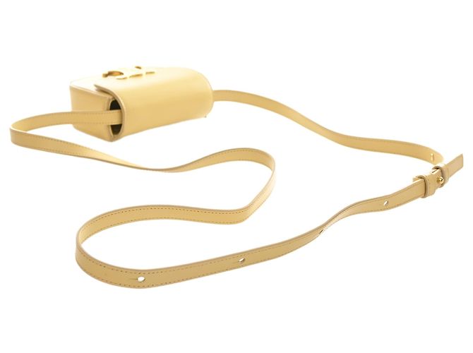 Céline Celine Mini Borsa a Tracolla Triomphe in Pelle di Vitello Lucida Gialla Giallo - vista 8