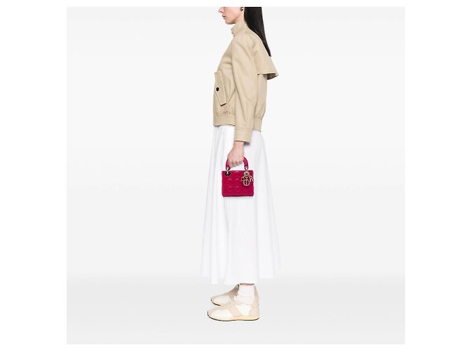 Dior Red Mini Lambskin Cannage Lady Dior Rosso - vista 5
