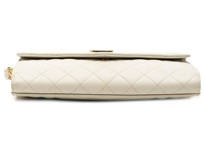 Clutch a Busta Saint Laurent White Grain De Poudre Triquilt Monogram Bianco - vista 3