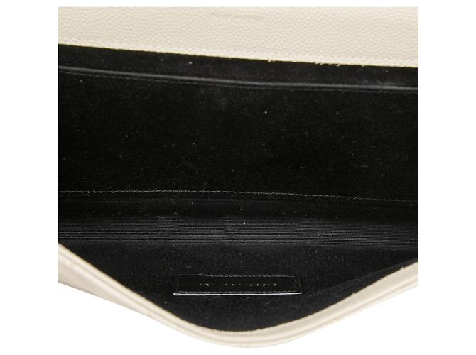 Clutch a Busta Saint Laurent White Grain De Poudre Triquilt Monogram Bianco - vista 4