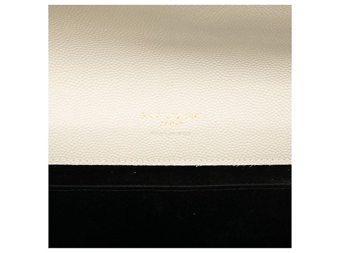Clutch a Busta Saint Laurent White Grain De Poudre Triquilt Monogram Bianco - vista 5