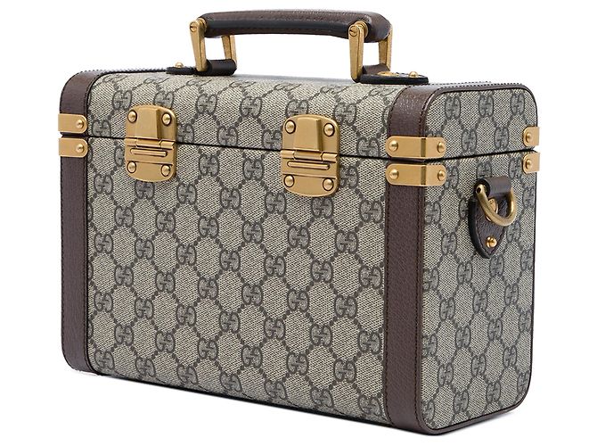 Trousse de beauté Gucci Beige GG Supreme Web Savoy avec poignée supérieure - vue 2