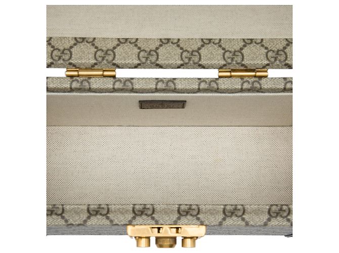 Trousse de beauté Gucci Beige GG Supreme Web Savoy avec poignée supérieure - vue 4