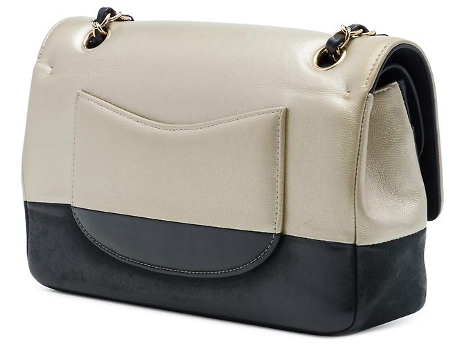 Chanel Gold Medium Classic Bicolor Caviar and Iridescent Calfskin Double Flap D'oro - vista 2