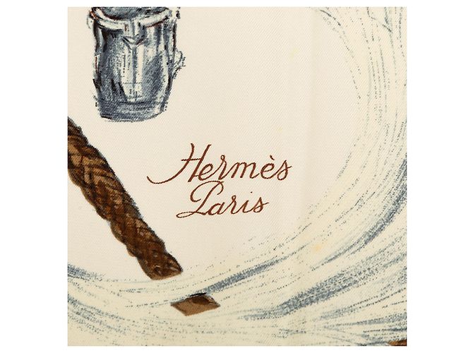 Hermès White A Propos De Bottes Seidentuch 90 Weiß Roh - Ansicht 3