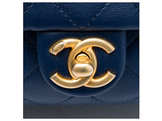 Borsa Bowling Chanel Blue Small Quilted Caviar and Lambskin In The Loop Blu navy - vista 5