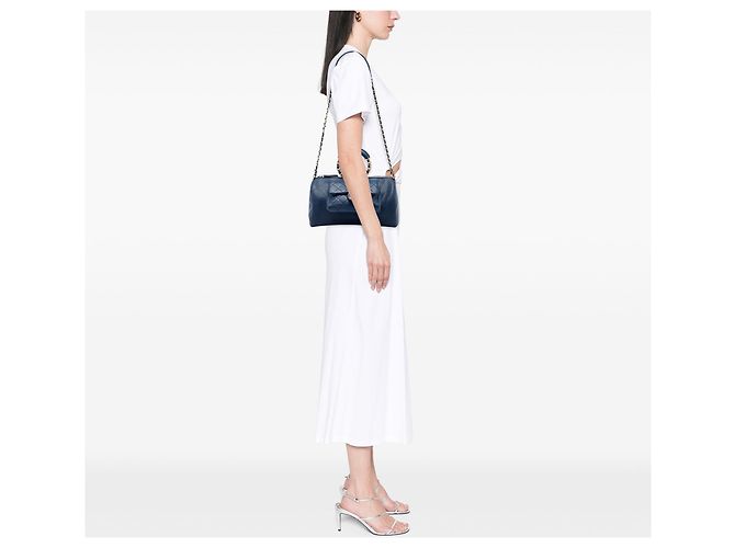 Borsa Bowling Chanel Blue Small Quilted Caviar and Lambskin In The Loop Blu navy - vista 6