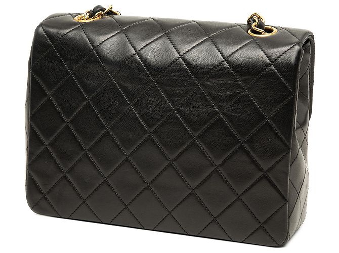 Chanel Black Square Quilted Lambskin Single Flap Nero - vista 2