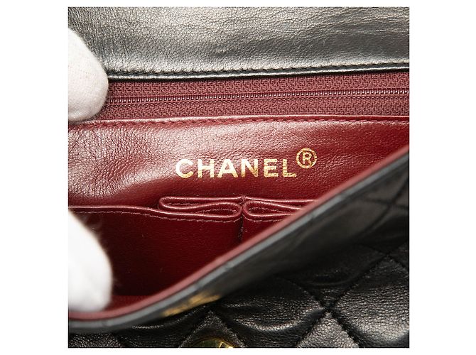 Chanel Black Square Quilted Lambskin Single Flap Nero - vista 5
