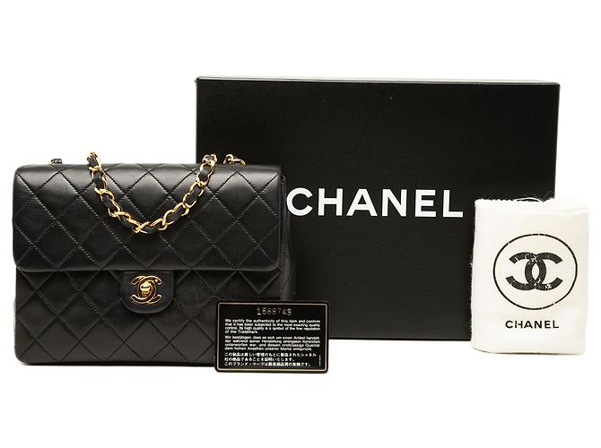Chanel Black Square Quilted Lambskin Single Flap Nero - vista 7
