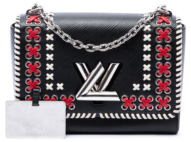 Louis Vuitton Black Epi Tricolor Embroidered Twist MM Negro - vista 7