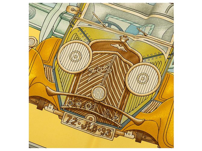 Foulard di seta Hermès Yellow Automobile 90 Giallo Senape - vista 6