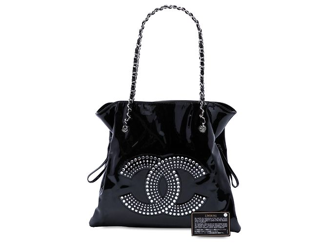Borsa Chanel Bon Bon Large in vernice nera Nero - vista 7