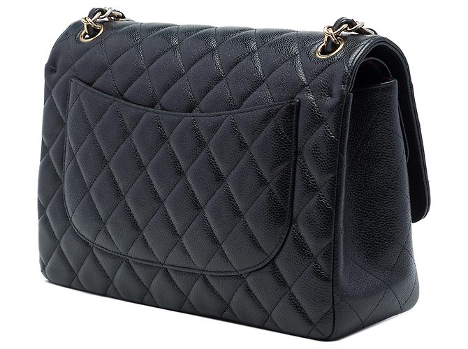 Chanel Black Jumbo Classic Caviar Double Flap Nero - vista 2