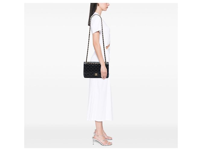 Chanel Black Jumbo Classic Caviar Double Flap Nero - vista 6