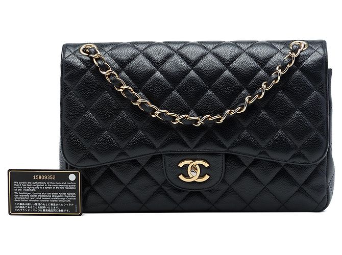 Chanel Black Jumbo Classic Caviar Double Flap Nero - vista 7