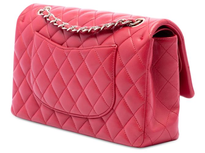 Chanel Red Medium Classic Lambskin Double Flap Rot - Ansicht 2