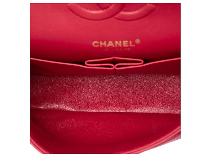 Chanel Red Medium Classic Lambskin Double Flap Rot - Ansicht 4
