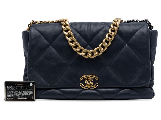 Chanel Blue Maxi Lambskin 19 Flap Blu navy - vista 7