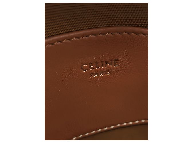 Céline Celine Triomphe runde Umhängetasche aus beschichtetem Canvas mit Stickerei, braun - Ansicht 5
