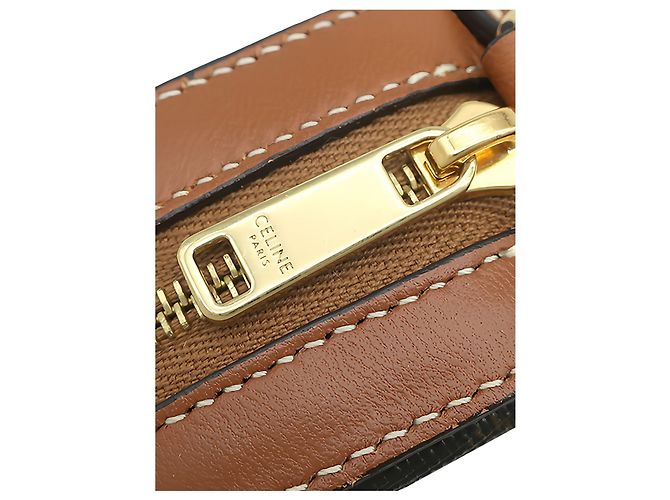 Céline Celine Triomphe runde Umhängetasche aus beschichtetem Canvas mit Stickerei, braun - Ansicht 6