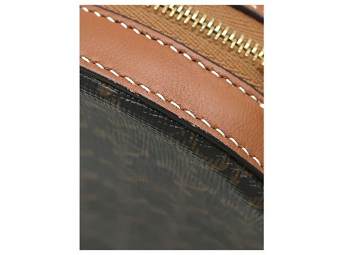 Céline Celine Triomphe runde Umhängetasche aus beschichtetem Canvas mit Stickerei, braun - Ansicht 9