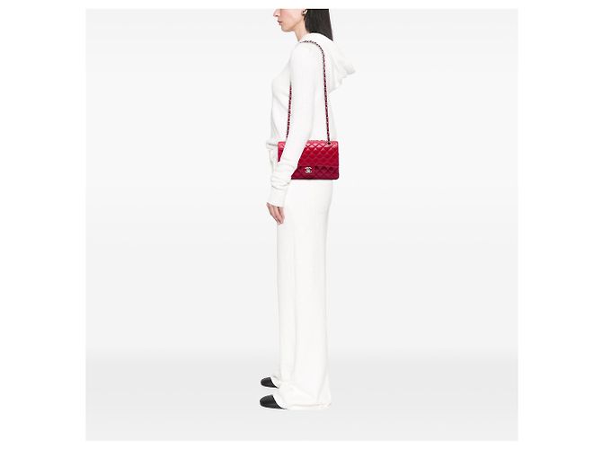 Chanel Red Medium Classic Caviar Double Flap Rosso - vista 5