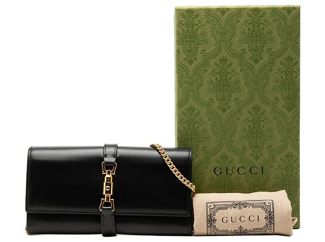 Portafoglio a catena Jackie 1961 Gucci in pelle di vitello nera Nero - vista 7