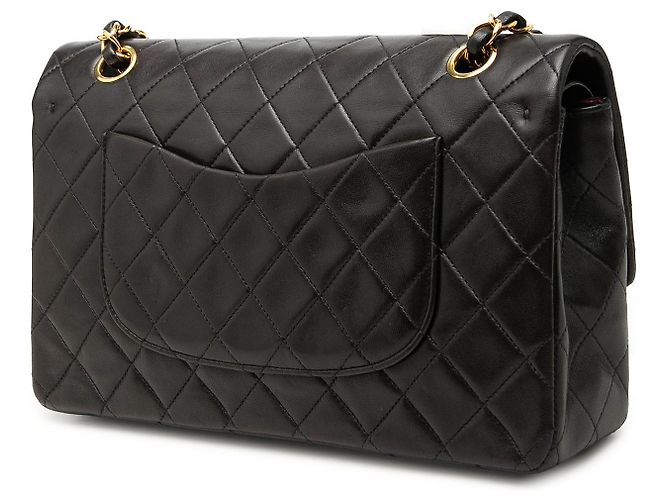 Chanel Black Medium Classic Lambskin Double Flap Nero - vista 2