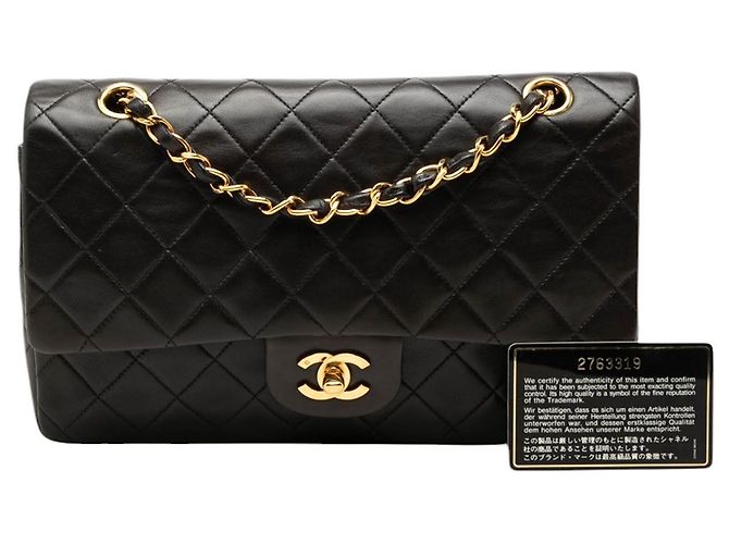 Chanel Black Medium Classic Lambskin Double Flap Nero - vista 8