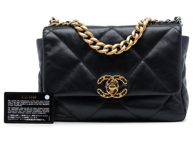 Chanel 19 Flap Medium in pelle di agnello nera Nero - vista 7