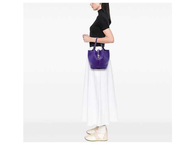 Hermès Purple Clemence Picotin Lock 22 Porpora - vista 5