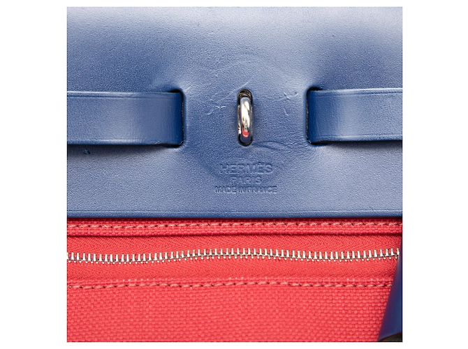 Hermès Red Toile Herbag Zip 31 Blu navy - vista 5