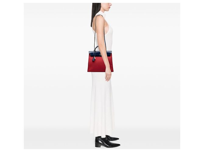 Hermès Red Toile Herbag Zip 31 Blu navy - vista 6