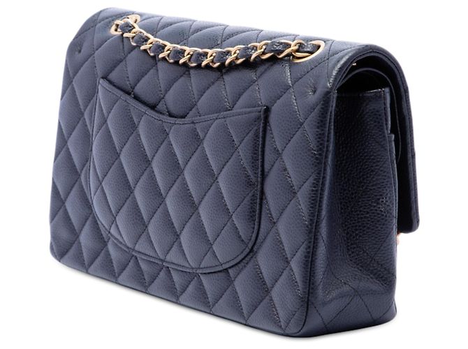 Chanel Blue Medium Classic Caviar Double Flap Blu navy - vista 2