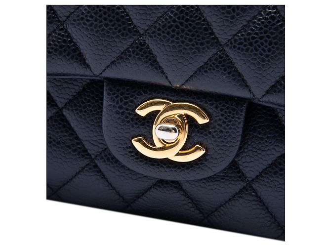 Chanel Blue Medium Classic Caviar Double Flap Blu navy - vista 5