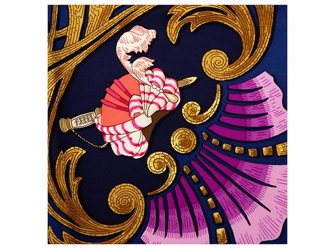 Foulard di seta Hermès Blue Cheval Turc 90 Blu navy - vista 7