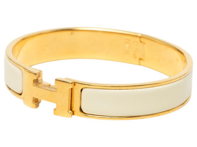 Hermès Clic H Armband PM schmal, weißes Emaille - Ansicht 2