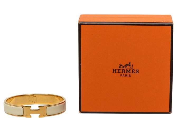 Hermès Clic H Armband PM schmal, weißes Emaille - Ansicht 6