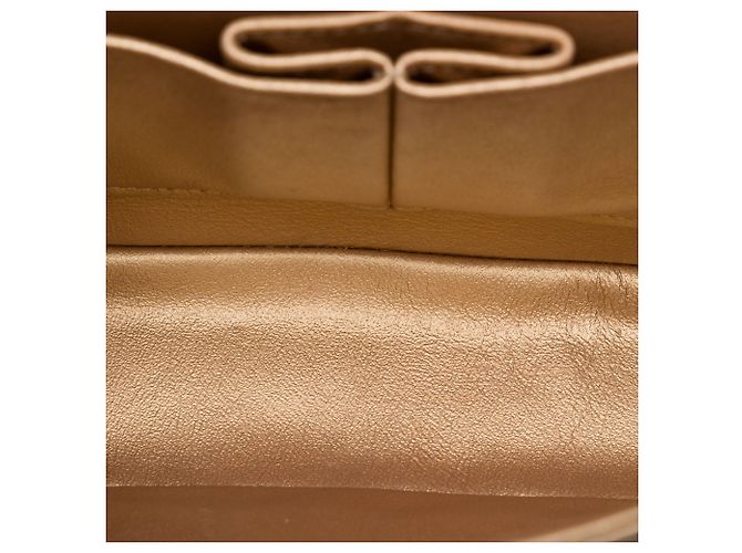 Chanel Brown Medium Classic Chevron Calfskin Pleated Double Flap Marrone Bronzo - vista 4