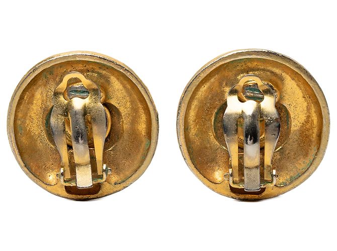 Orecchini a clip rotondi Chanel Gold CC Logo placcati in oro D'oro - vista 2